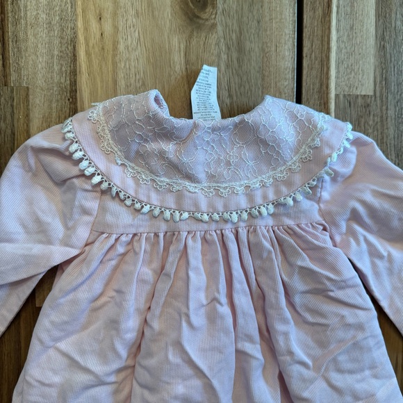Vintage soft pink Peter Pan fringed lace neckline jacket  estimate 12-18 months - Picture 4 of 7